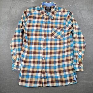 BOGARI Mens Plaid Long‎ Sleeve Button Up Shirt Med Cotton Blend